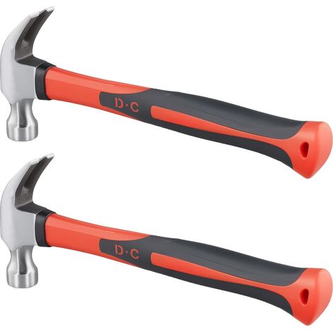 Lot de 2 marteaux à panne fendue de 226,8 g avec manche en fibre de verre pour le travail du bois, 0,25 kg (1/5)