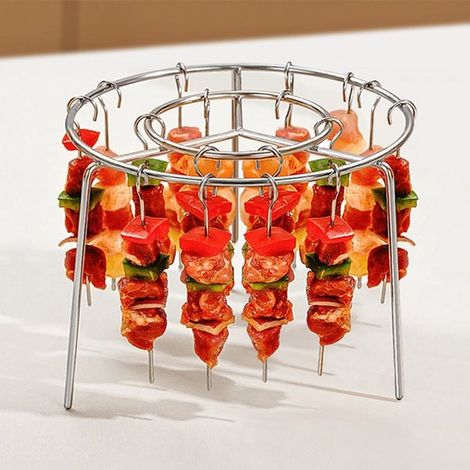 Soporte redondo colgante para freidora de aire, Soporte vertical para brochetas, Apto para freidoras de aire y hornos, 24 brochetas (1/5)