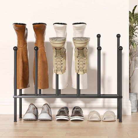 Étagère à Chaussures Autoportante en Métal Noir pour Dortoir, Armoire, Entrée, Patio, Couloir, étagère à Chaussures Noire, Convient pour 6 Paires (1/5)