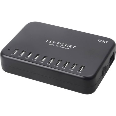 LVSUN 120W Smart 10-Port USB Ladestation 120 W 10x USB-A Schwarz Innenbereich (1/5)