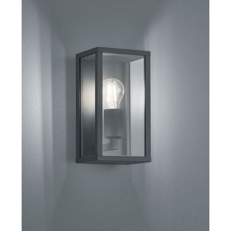 GARONNE APPLIQUE DA ESTERNO RETTANGOLAREIN FUSIONE COLORE ANTRACITE L. 14CM X H. 26,5CM 1 LUCE ATTACCO E14