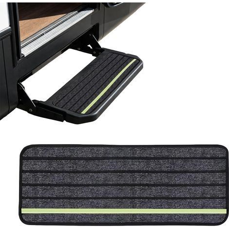 2 PCS (48 x 19 cm, Gris foncé) Tapis de Marche pour Camping Car,Tapis antidérapants pour Camping Cars avec Bandes réfléchissantes phosphorescentes, Tapis Autocollant pour marches de Camping Cars (1/5)