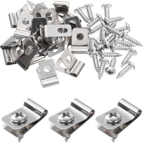 20Pcs Clips de Clôture en Fil 0,12" en Acier Inoxydable Pince de Fil de Clôture Agricole avec 20 Vis pour Fixer Des Fils de Calibre 12-16 à La Clôture (1/5)