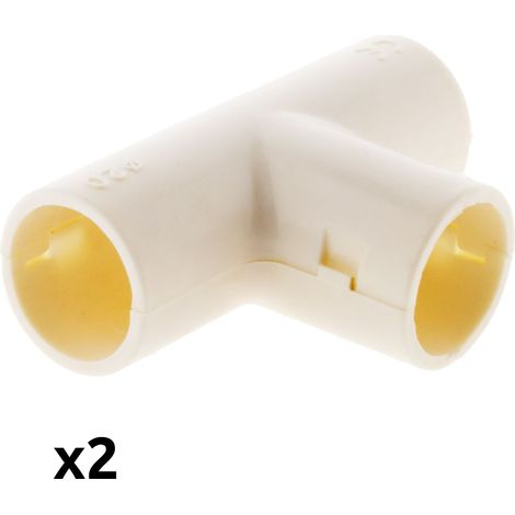 Lot de 2 Tés pour tube IRL Ø20mm - Blanc - Zenitech