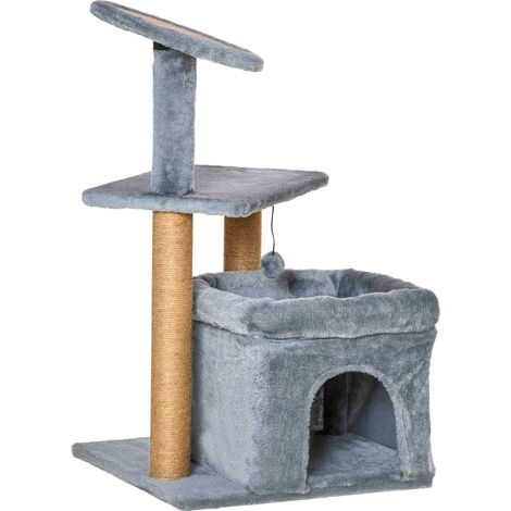 PawHut Albero Tiragraffi per Gatti con Pali in Corda Juta