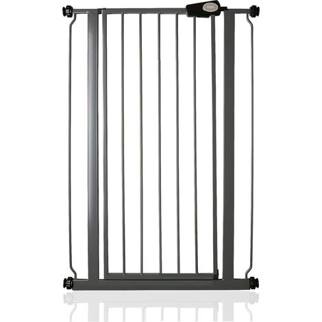 Safetots Extra Tall Narrow Metal Safety Gate Pressure Fit, 68.5cm - 75cm, Slate Grey, 104cm in Height, Extra Tall Baby Gate