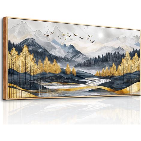 Tableau Decoration Murale Arbre Montagne Paysage Cadre 60x120 cm (1/5)