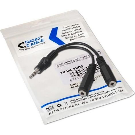 Câble Jack 3,5mm St A 2x Jack 3,5mm St Femelle 0,15m 10.24.1200 (1/3)