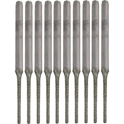 SHINING HOUSE Set di 10 punte da trapano lunghe con punta in diamante argentato, per forare minerali, perle, agate, gioielli e argento (1/4)
