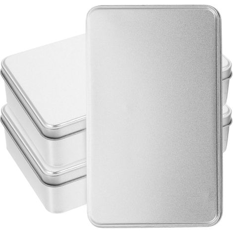 Lot de 3 boîtes de rangement rectangulaires en fer-blanc pour bonbons et cadeaux-19.00X12.00X4.80CM-Silver (1/5)