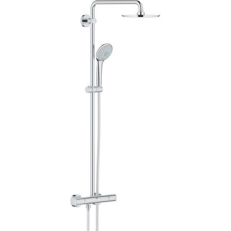 Colonne de douche thermostatique Grohe Euphoria – Pommeau en métal – Douche de pluie Cosmopolitan 210 – Bras orientable 450 mm