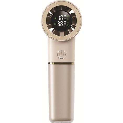 Handheld Portable Fan, 100-Speed Powerful Mini Personal Fan, 4500mAh Rechargeable Pocket Turbo Fan with LED Display for Travel & Camping,Beige (1/5)