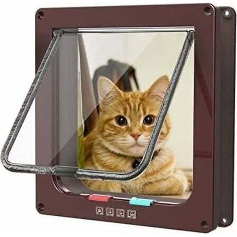 Chatière avec bande magnétique faible, porte pour chats et chiots, porte pour chats avec tunnel (19.7192cm, marron) (1/5)