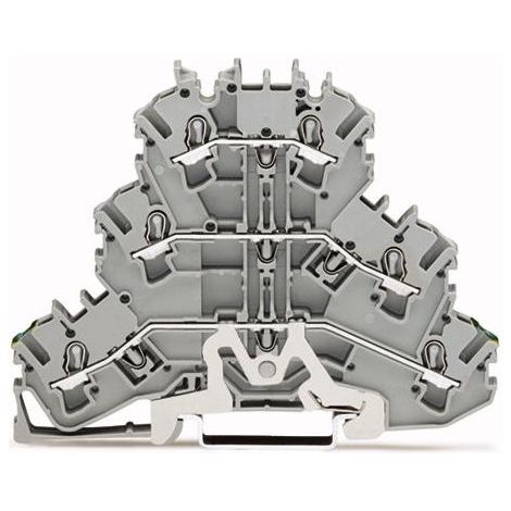 WAGO 2002-3227 Morsetto triplo passante 5.20 mm A molla Attribuzione: Terre, L, L Grigio 1 pz.