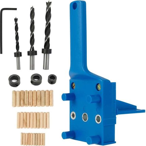 Kit de 38 pièces pour chevilles en bois, guide de perçage avec butée parallèle, forets et outil de centrage 6/8/10 mm (1/5)