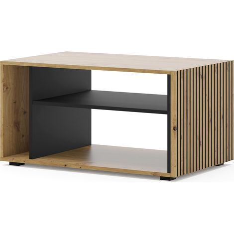 MOBILE TAVOLINO DA CAFFE' PORTA PC AURIS 87x55x45cm NERO OPACO ROVERE (1/4)
