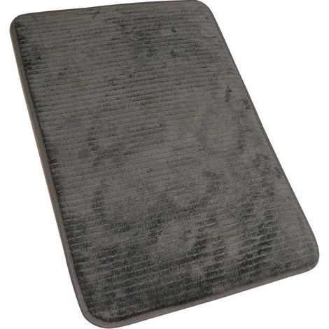 Tapis Antidérapant à Mémoire de Forme - Identités 817227, Idéal Comme Sortie de Bain, Sèche Rapid, 60 x 45cm - Gris (1/3)