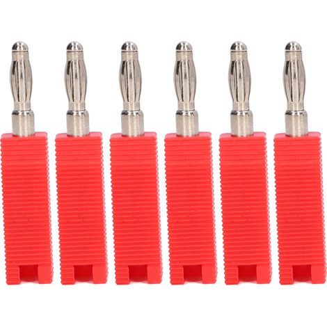 Connecteurs banane 4mm x10, fiche laiton PE sans soudure, accessoires test électrique, rouge, J.10030 (1/5)