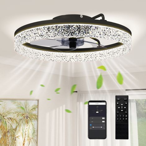 HOMCOM Ceiling Fans with Lights and Remote & App Control for Bedroom, Black