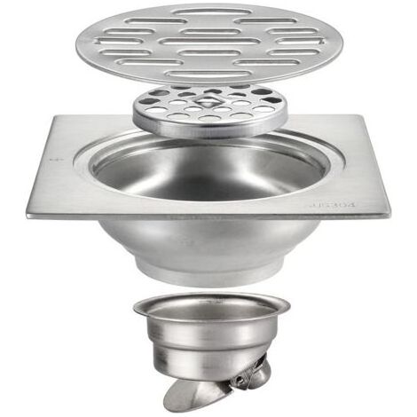 Siphon de sol - Siphon de sol extérieur pour salle de bain - Siphon de sol extérieur pour balcon épaissi anti-blocage, anti-insectes et anti-odeurs 10×10cm (1/5)