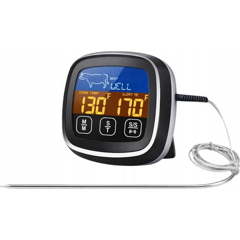 Termómetro digital táctil para carne con sonda, ideal para freír.