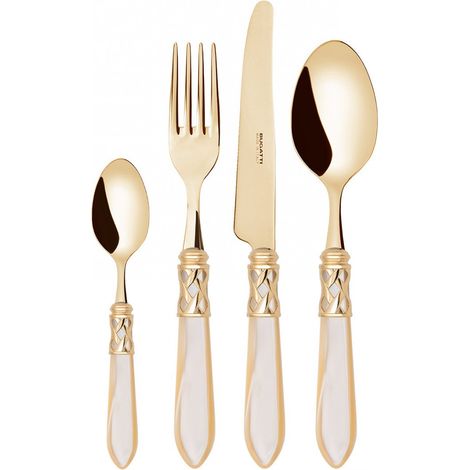 Set posate 24 pezzi in scatola Compact Aladdin gold Avorio Madreperla Bugatti (1/3)