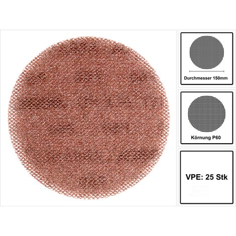Mirka - Set di 25 Dischi abrasivi per levigatura ABRANET Ace HD 150 mm Grana 60 Ref AH24102560, Marrone, 150 mm (1/5)