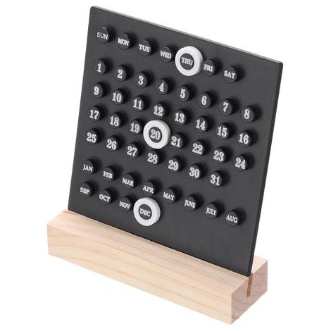 Calendario perpetuo in legno, supporto da scrivania in acrilico con visualizzazione di mese, giorno della settimana e data, per scrivanie, negozi, uffici e come (1/4)