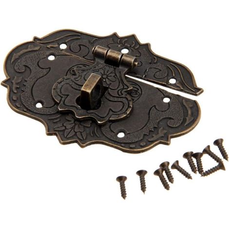 Set aus 4 antiken Vintage-Verschlüssen, 76 x 57 mm, in Antikbronze, für dekorative Schränke, Schmuckkästchen, Geschenkboxen und Schiebeboxen mit Schrauben (1/5)