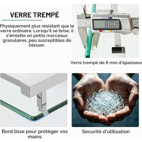 Etagere Salle de Bain Rangement Douche en Verre, Chrome Poli 40CM (1/2)