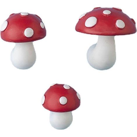 Lot de 3 autocollants magnétiques en forme de champignons pour réfrigérateur - Décoration unique pour réfrigérateur