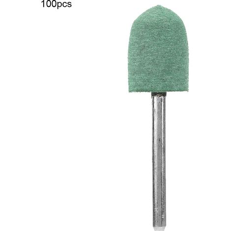Ortviai Embouts de polissage en caoutchouc vert et émeri, tige 3 mm, forme conique 12 mm, lot de 100 (1/5)