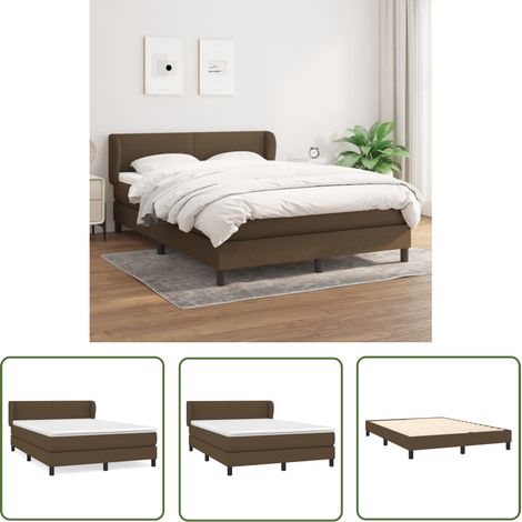 The Living Store Boxspringbett mit Matratze Dunkelbraun 140x200 cm Stoff - Boxspringbett - Doppelbett - Lattenrost - Bettrahmen - Massivholzbette (1/5)