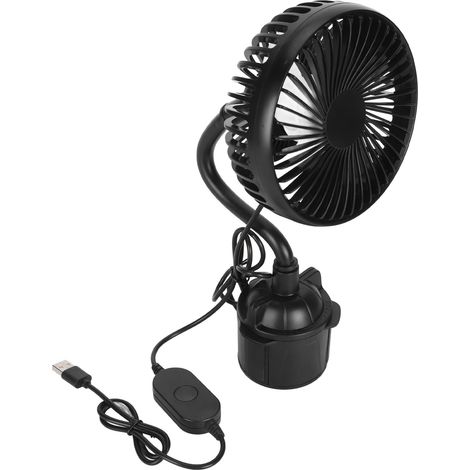 Powerful and portable car fan, 3 adjustable speeds, USB powered, with flexible gooseneck.