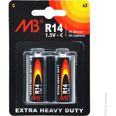 Microbatt - Pile saline blister x2 MB R14 - C 1.5V 2500mAh (1/5)