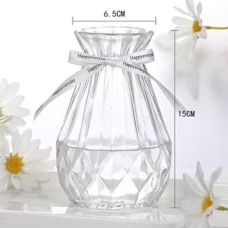 Dekorative Vase aus transparentem Glas für Blumen, Wohnzimmertisch oder als Dekoration für Zuhause (1/3)