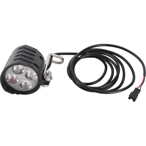 Phare avant vélo électrique 12W LED avec klaxon 36V-60V câble 1,5m (1/5)