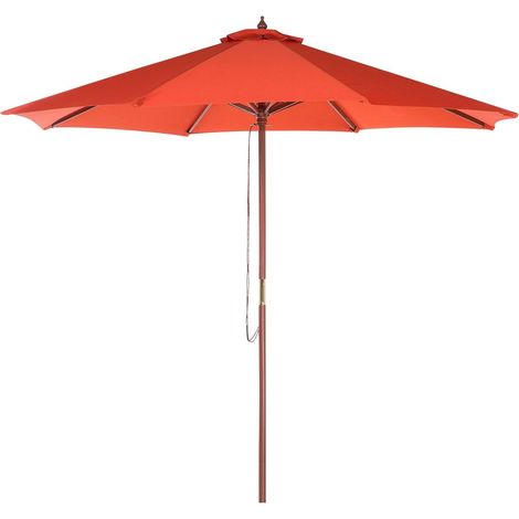 Ombrellone da giardino rosso mattone on palo in legno 270cm Toscana