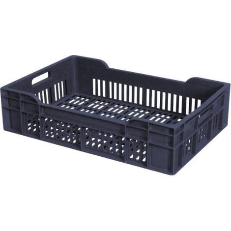 Caisse ajourée gerbable grise. capacité 60 litres. dimensions 600 x 400 x 270 mm - GILAC (1/2)
