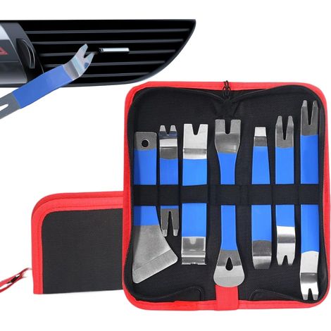 Kit d'outils de retrait de baguettes de carrosserie Outil de clip de porte et de fenêtre de voiture pour revêtement intérieur et montage Jeu d'outils de levier Levier en acier inoxydable pour un (1/5)