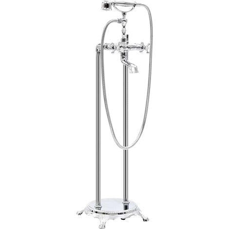 vidaXL Robinet de baignoire sur pied Acier inoxydable 99,5 cm Argenté (1/5)
