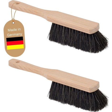Lot de 2 brosses à main en crin de cheval poils souples