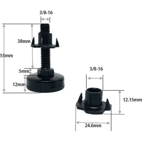 Set di 4 piedini regolabili per mobili, piedini di livellamento, gambe regolabili, viti di livellamento con base in gomma antiscivolo e dado a T per mobili. (1/4)