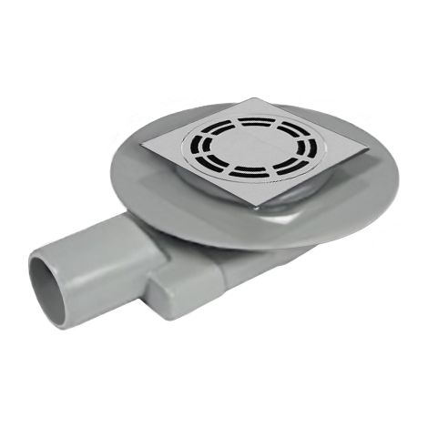 Lazer – Siphon de sol PVC extra plat 120 x 120 mm – Platine grille pour douche à l'italienne – Installation facile – Résistant aux chocs