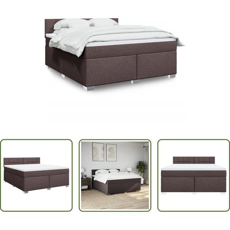 vidaXL Taschenfederkern - Boxspringbett mit Matratze Dunkelbraun 180x200 cm Stoff (1/5)