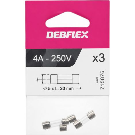 SICHERUNG GLAS FUS. RAP. DURCHMESSER 5MM-LÄNGE 20MM-4A-250V-3 STÜCK