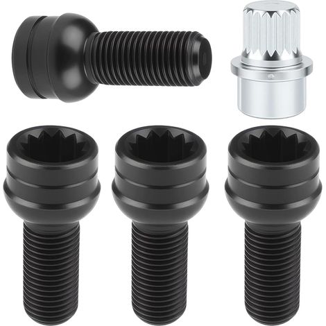 4 Boulons de Roue Antivol en Acier avec Écrous de Roue, Modèle M14 x 1,5 mm, Applicable à la Plupart des Modèles de Voitures, pour la Protection et la Sécurité des Roues (1/5)