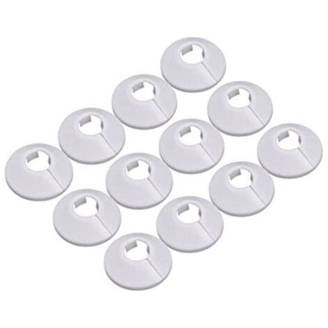 12 Pcs Cache Tuyau, Cache Tuyau Plomberie Collier Radiateur, Manchon Radiateur Pour Tuyau Rosace Ronde Blanche Diamètre De 15 Mm (Blanc) (1/4)