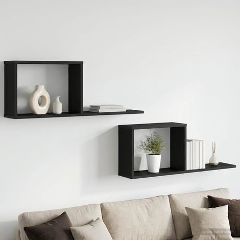 vidaXL Floating Shelves 2 pcs Black Oak 80 x 15 x 30 cm (1/5)
