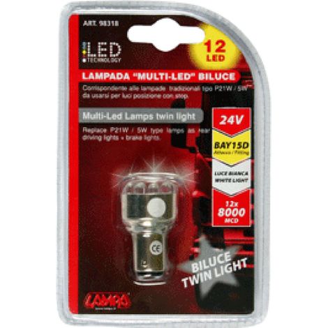 Ampoules 12 Leds BAY15D 24V blanc